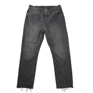 Levi's 501 Original Cropped Raw Hem Black Jeans Women‎ 32x28